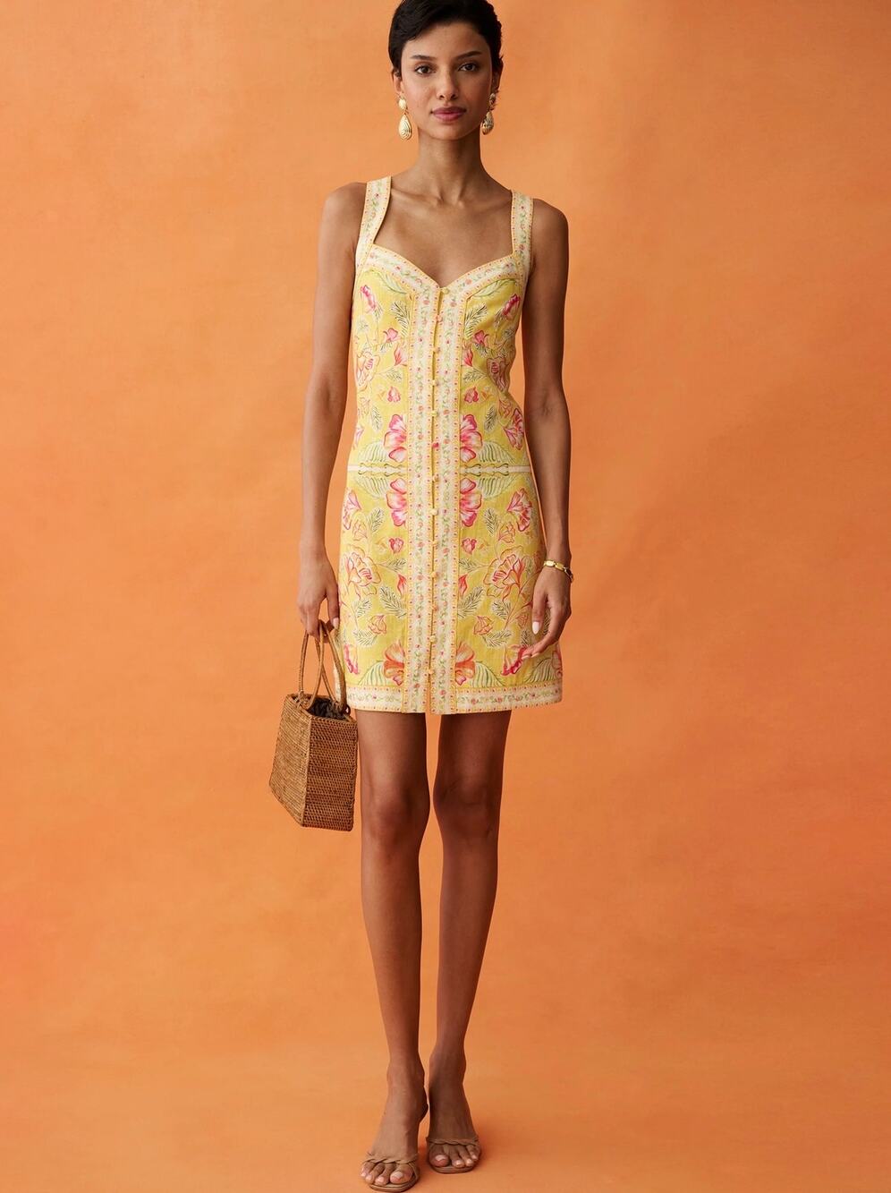 New few Moda ANAYA Dolores yellow linen blend dress sz 8 $222